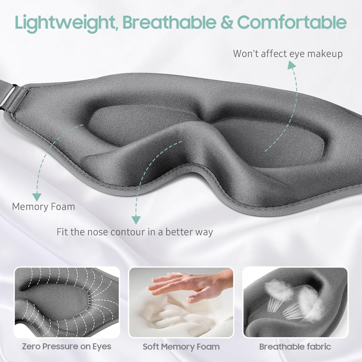 BeHoomi Sleep Mask, Premium Eye Mask for Sleeping, Total Blackout, Super Soft Comfort, Adjustable Fit, Upgraded 3D Ergonomic Designed Sleeping Mask for Home, Office, Travel, Meditation, Yoga, Pink
