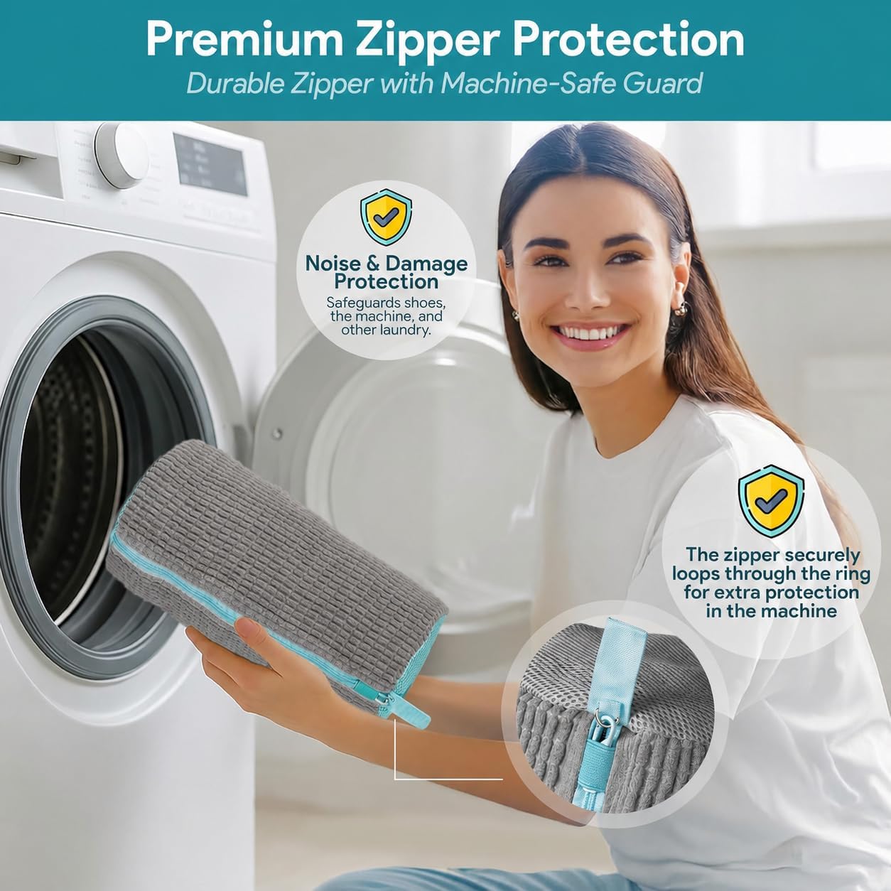 Shoe Washing Machine Bag – 2 Pcs Reusable Laundry Shoe Bag, 360° Deep Cleaning Sneaker Washing Bag, Durable Mesh Net with Zipper Protection, Fits All Shoe Types & Sizes (2 PCS Yellow)