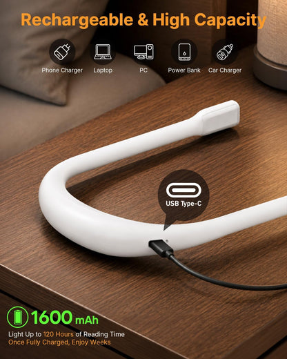Reading Light Book Lovers Gifts: Upgraded Neck Light with Power Display & Timer, 80Hrs Rechargeable Book Lights for Reading at Night,Birthday Gifts for Readers Women, Knitting Crochet Accessories