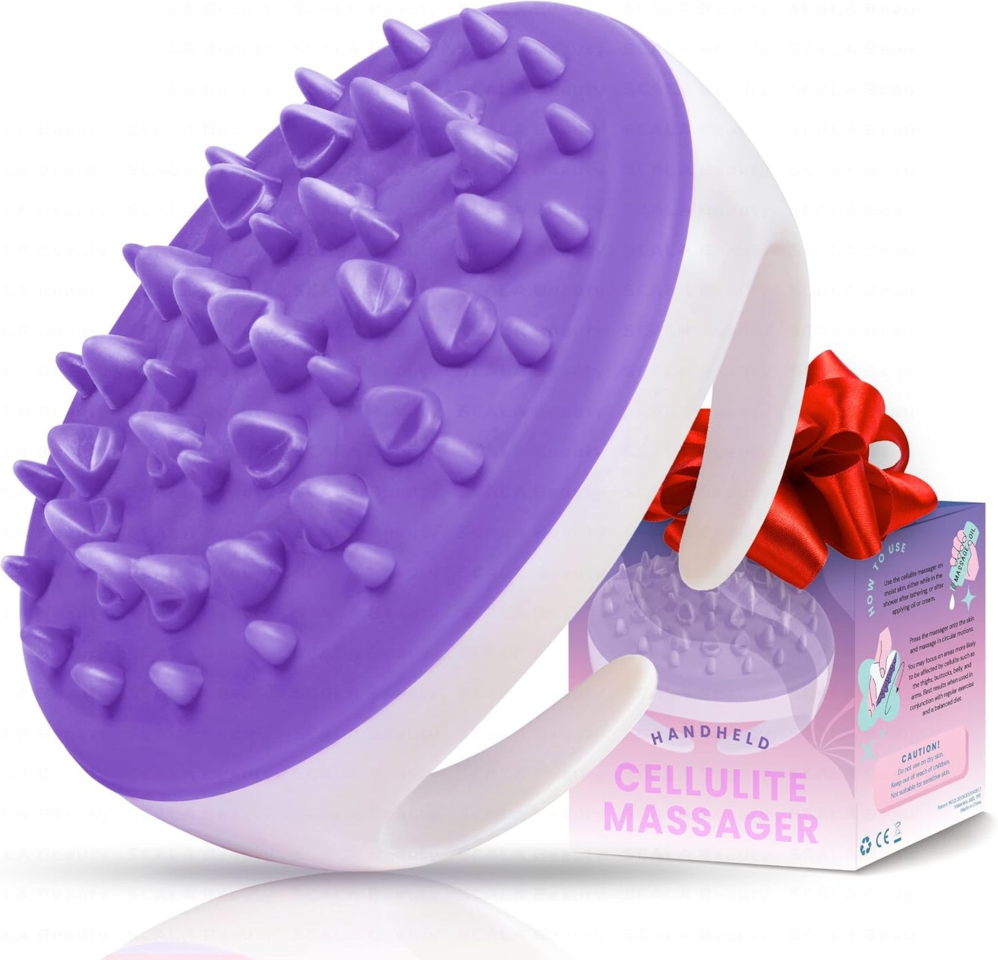 Scala Cellulite Massager Silicone, Bath Scrubber for Smoother Skin Pink | Silicone nodules exfoliate, cellulite remover, body massager Tool, exfoliator, fat roller use with creams and Oils