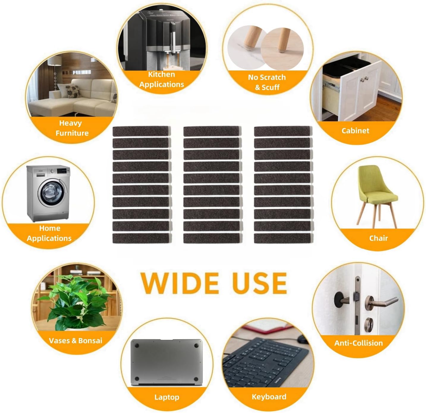 Felt Pads Small 3/8" Felt Pads for Cabinet Doors Bumpers, Cabinet Cushion Dots Felt Cabinet Door Stops, Self Adhesive Thick Bumper Pads to Protect Surfaces -Anti Scratch 234 Pcs Round Brown