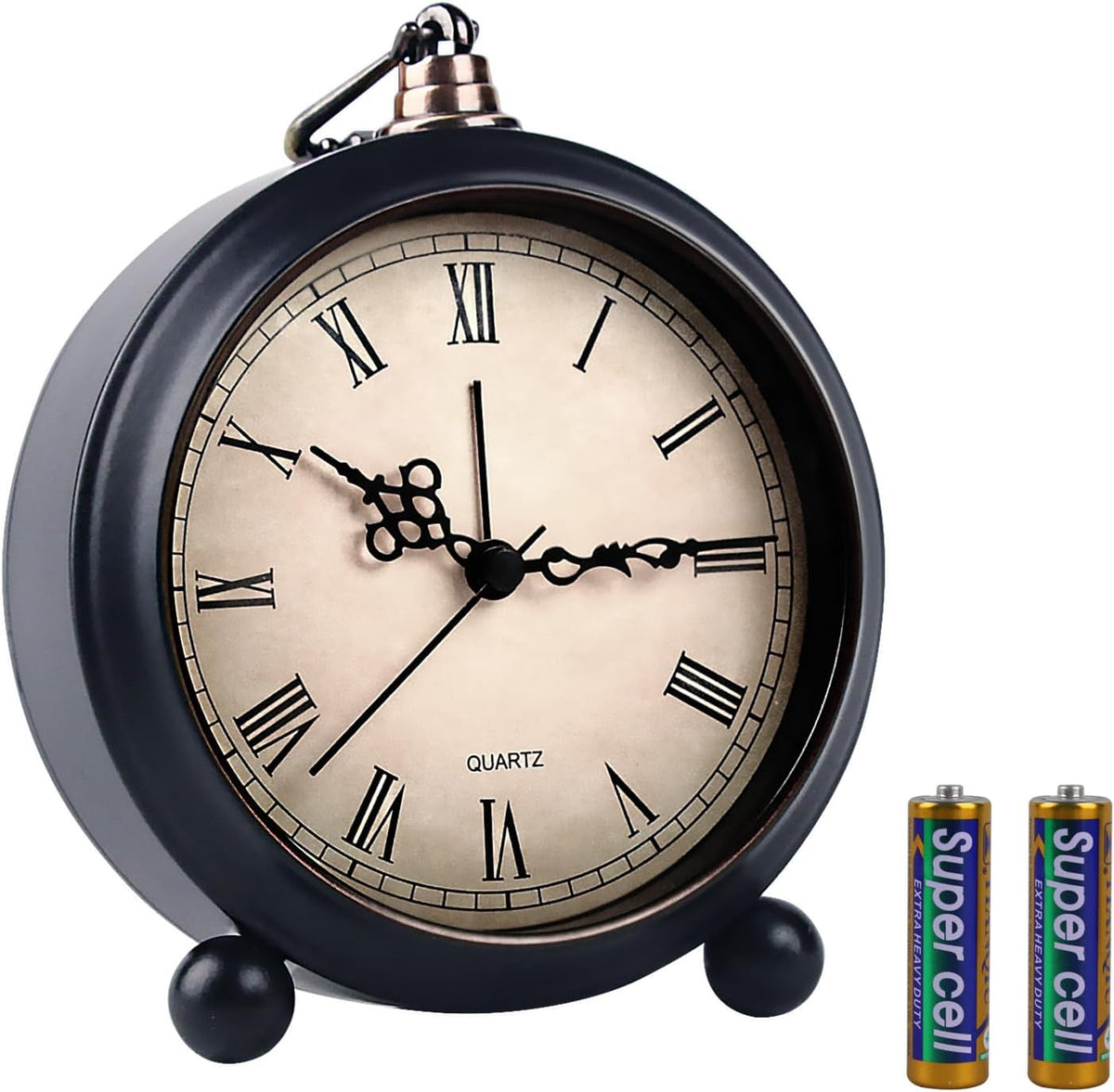 pxy Loud Alarm Clock for Heavy Sleepers 3D Dial Battery Operated (Battery Include), 4" Super Silent Analog Alarm Clock for Kids with Night Light PT260 Silver OrangePT505 Green White