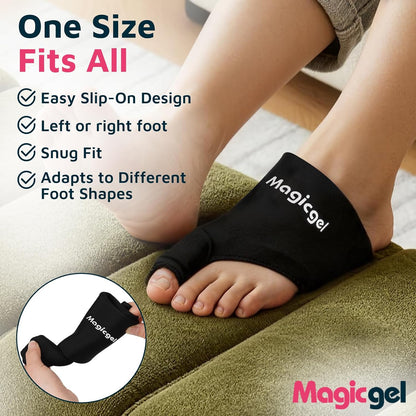 Magic Gel Foot Ice Pack Wrap & Toe Wrap for Gout Relief, Bunion, Plantar Fasciitis, Turf Toe, Broken Toe, Swelling, Foot & Toe Pain Relief, Hot & Cold Gel Therapy, Reusable Compression Support