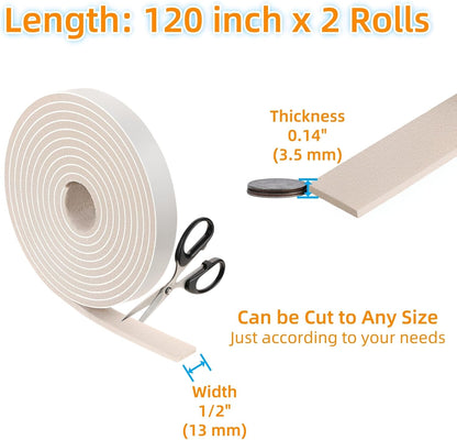 Felt Strips with Adhesive Backing Heavy Duty Cuttable Felt Tape Roll Furniture Pads for Chair Legs - Protecting Hardwood Floors, Chair Wall Protector (Black, 80 x 0.5 x 0.14 Inch)