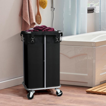 100L Rolling Laundry Hamper Basket with Wheels for Bedroom, Grey | Laundry Sorter Cart with Removable Bag, Tall Narrow Slim Clothes Organizer, Sturdy Metal Frame, Dorm Space Saving