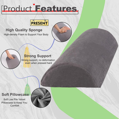 Recliner Foot Pillow, High-Resilience Foam Half-Moon Pillow for Sleeping | Soft and supportive for sleeping or reclining; supports legs, head, back and lumbar area while reducing heel pressure
