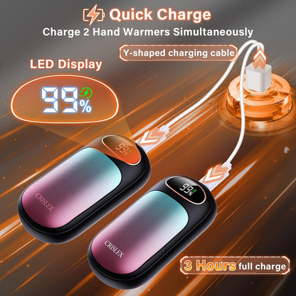 CRISLEX Electric Hand Warmers Rechargeable 2 Pack, 4 Levels Fast Heat, Reusable Hand Warmers with LED Display, Portable Magnetic Pocket Heater, Gifts for Christmas, Men, Women, Raynauds, Hunting, Golf