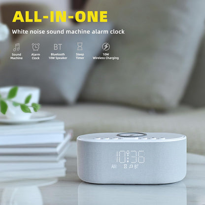 Odokee Sound Machine Alarm Clock for Bedrooms with Wireless Charging - Putty