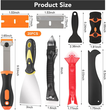 5-In-1 Caulking Tool Kit With Razor Scraper, Silicone Finishing | Caulk Removal And Smoothing, Metal And Plastic Scrapers, For Tile, Glass, Sink, Window And Grout Repair