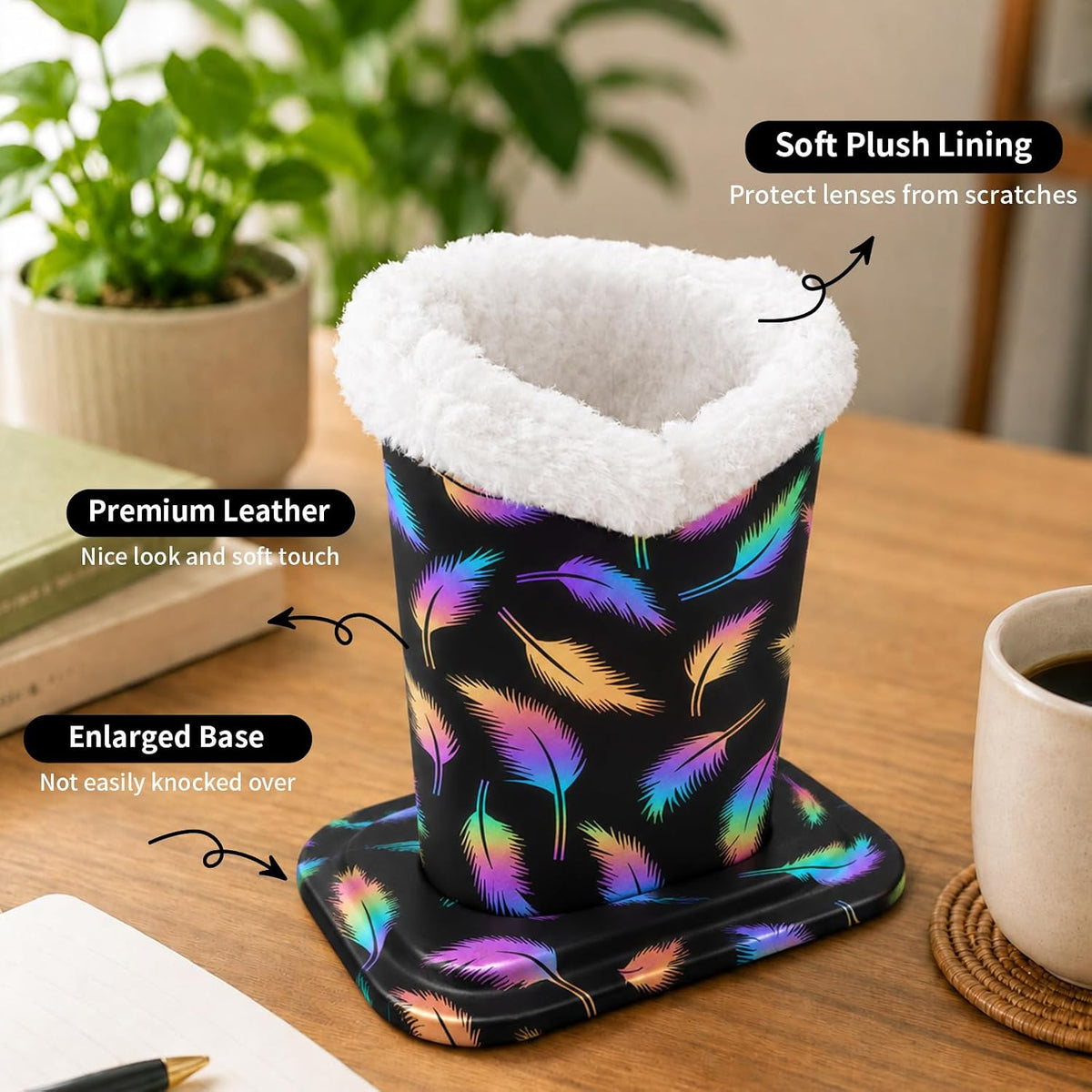 Plush Lined Eyeglasses Holder, Cute Glasses Stand for Women Kids - Colors B