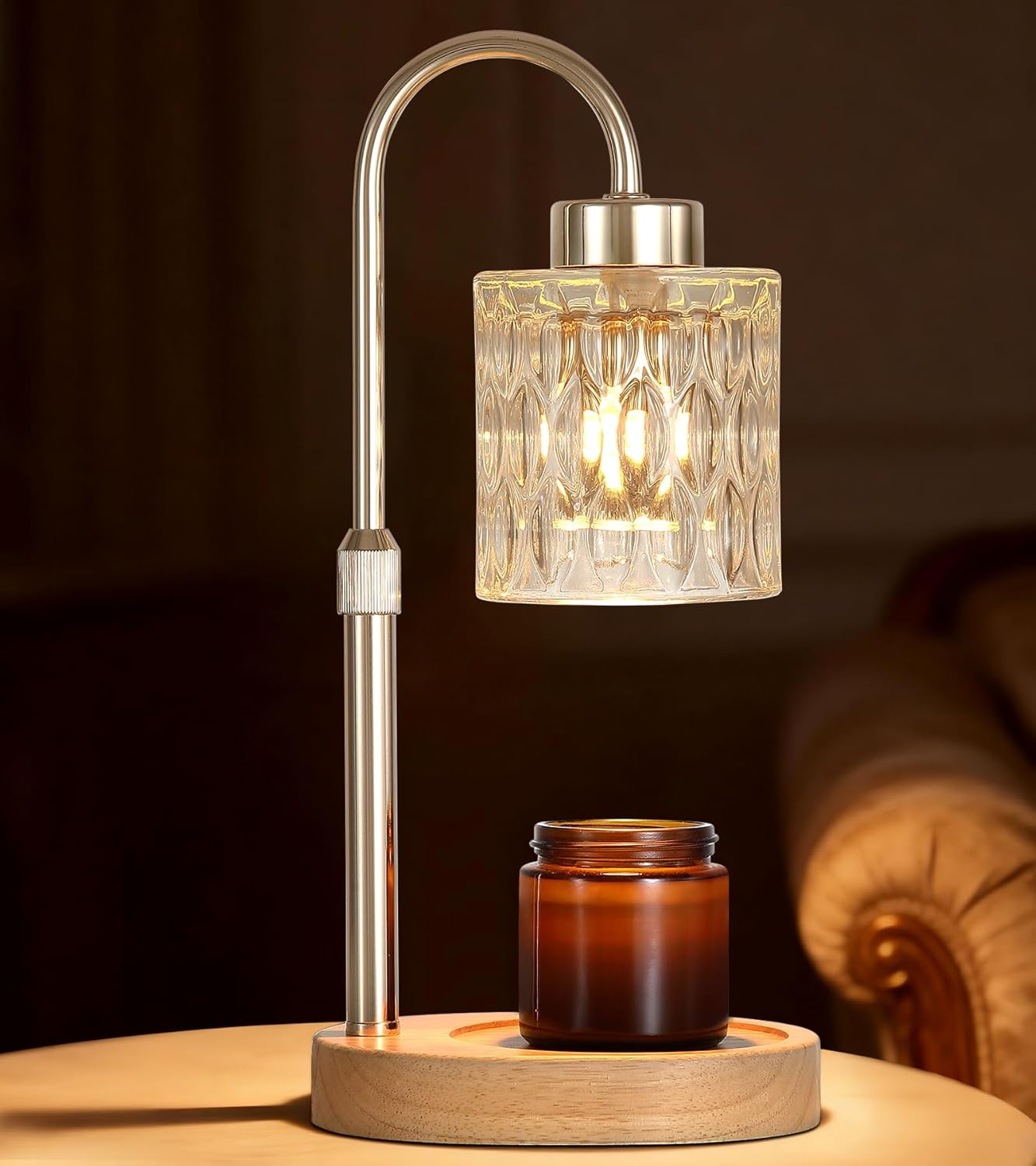 Candle Warmer Lamp with Timer and Dimmer,Electric Gold Light Gifts for Women Melt Wax Warmer Lamp with 2 Bulbs for Candle Jars House Warming New Home Decor Bedroom