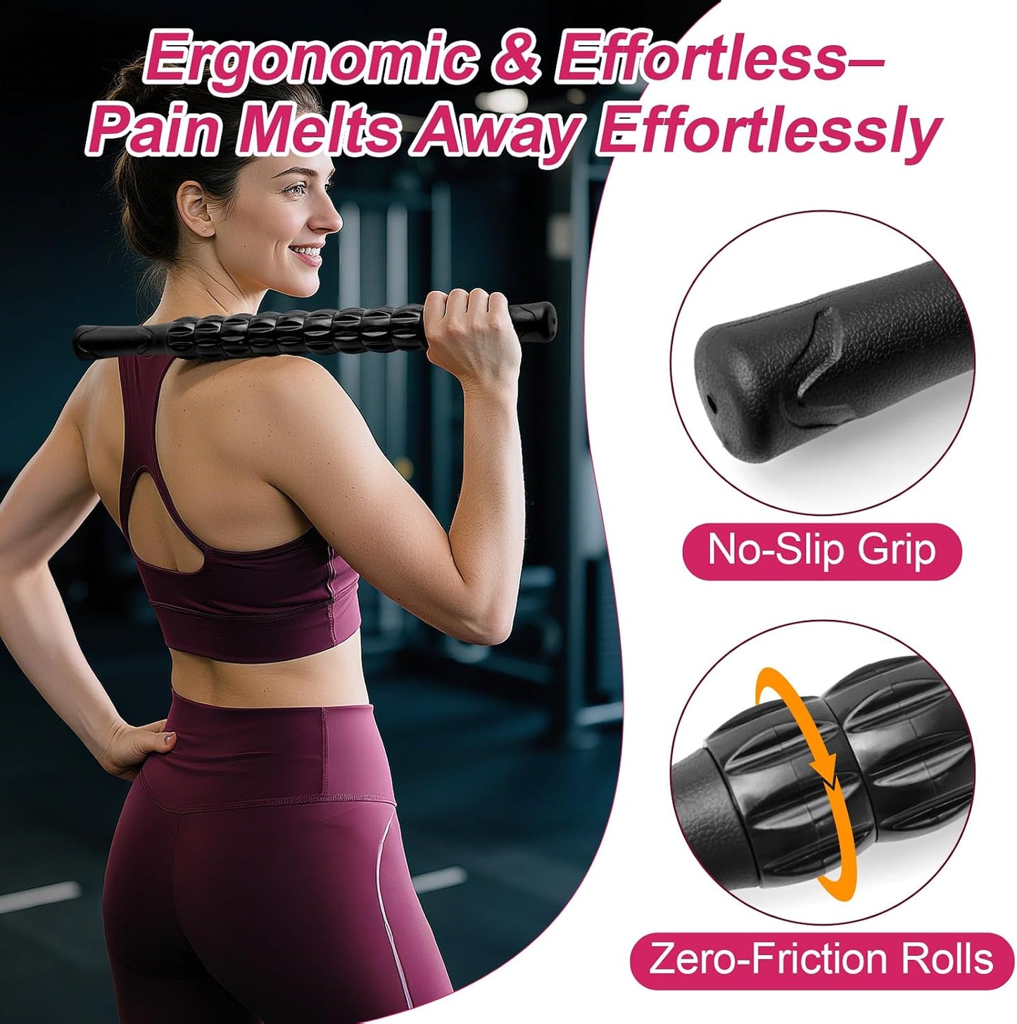 Massage Roller, Muscle Roller Stick, Neck Massager Roller, Therapy Stick for Legs, Calf, Thigh, Lipo Roller for Muscle Relief, Massage Rolling Pin for Trigger Points, Help Sore Muscle Recovery