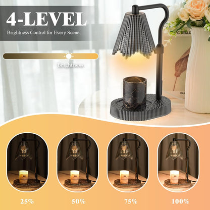 Flower Candle Warmer Lamp,Adjustable Timer & Dimmer(Black2) | Adjustable height fits jars. Timer & dimmer safe melt. 2 bulbs & heat-proof base. Perfect for bedroom, office, or gifting.