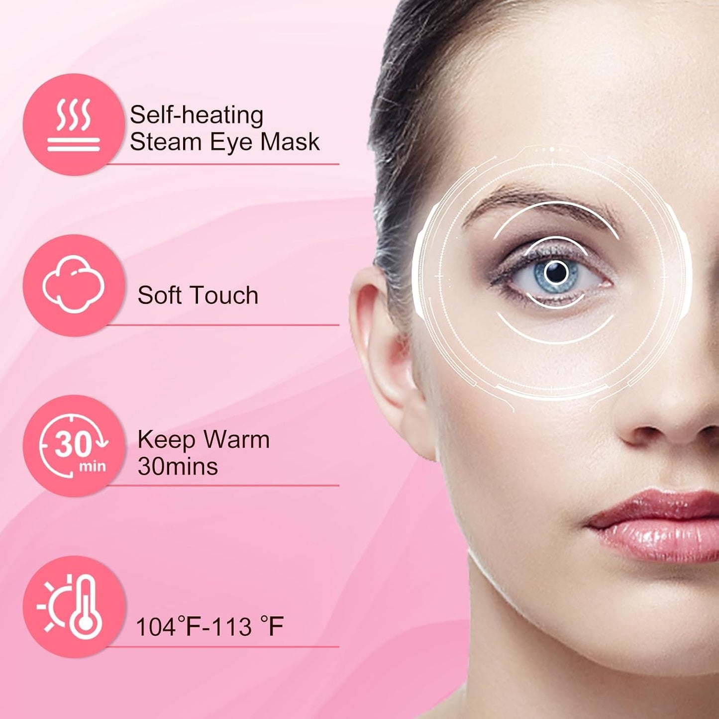 XPCARE 48 Pack Steam Eye Masks for Dry Eyes, Self Heated Steam Warm Eye Mask, Disposable Heated Eye Mask for Dark Circles, Puffy Eyes, Relief Stress Eye Fatigue (Unscented)