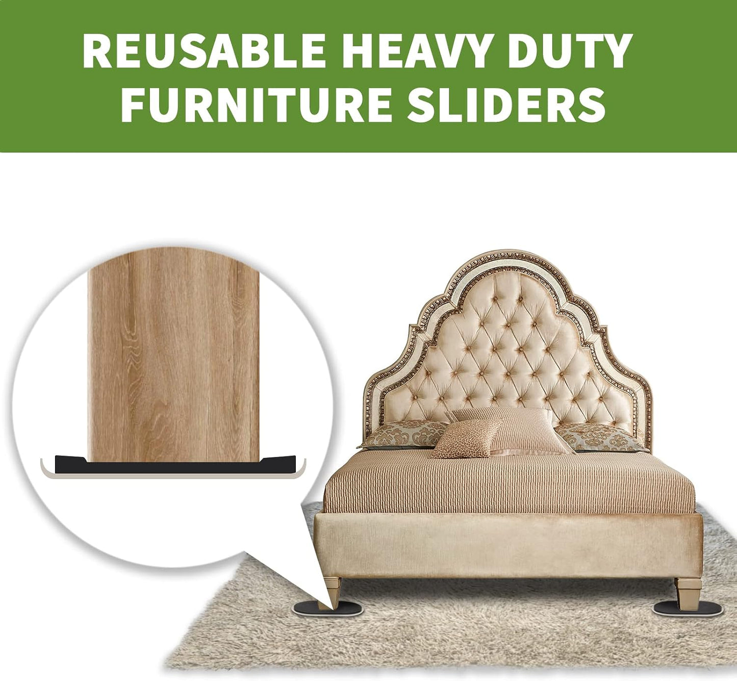 Furniture Sliders for Carpet 8 PCS - 3 1/2" Beige | Furniture Moving Sliders, Chair Leg Floor Protectors, Carpet Sliders for Furniture - Move Your Furniture Easily & Safely
