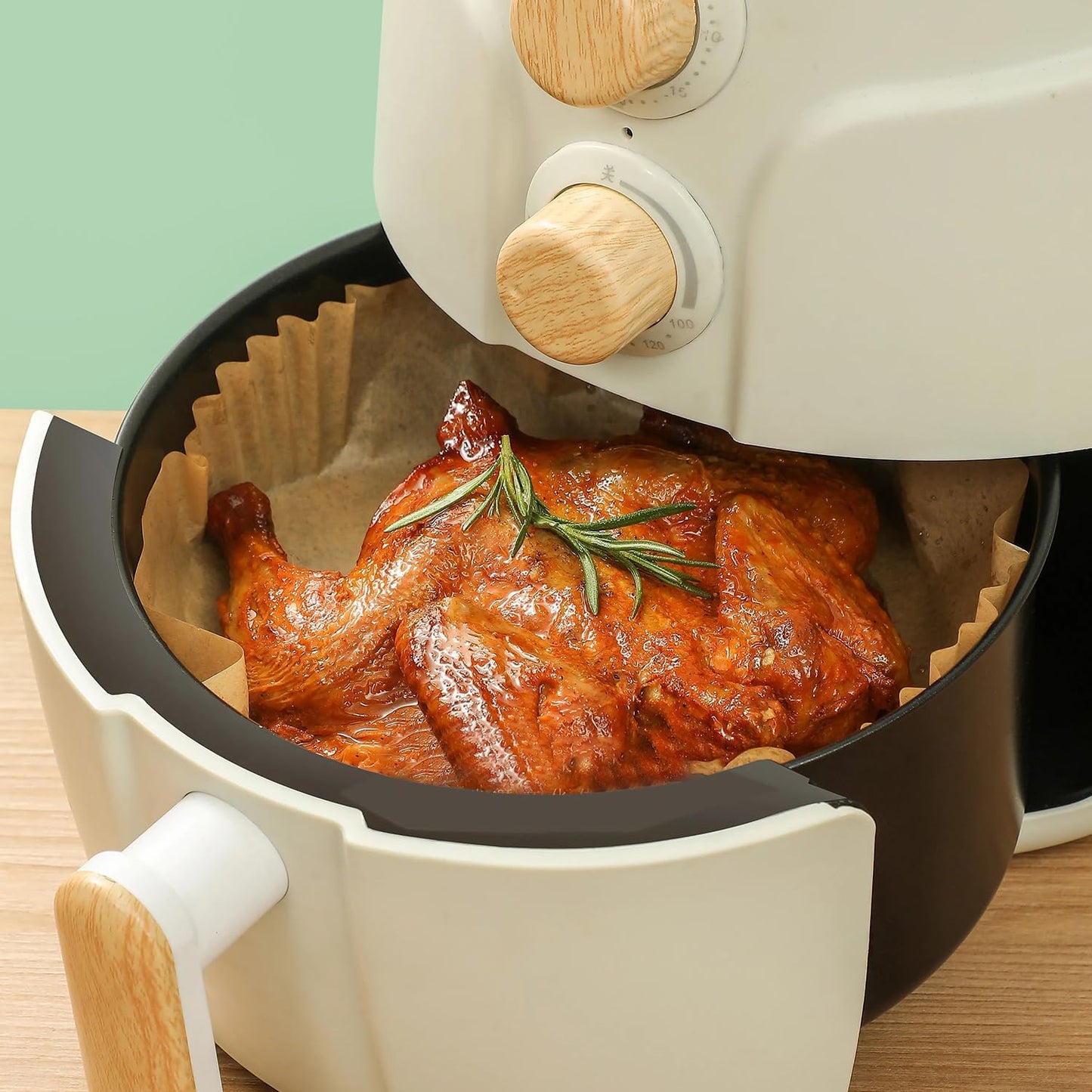 Air Fryer Liners Disposable Paper,100Pcs Airfryer Paper Liners,Non Stick Parchment Paper Liners,Food Grade Air Fryer Accessories for Microwave Oven Steamer 6.3inch Round