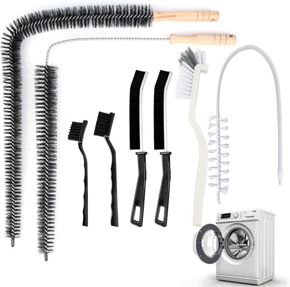 Washing Machine Cleaning Brush,Dryer Vent Cleaner Kit,Crevice Brush for Bathroom, Shower & Kitchen - Scrub Brushes with Long Handle,Household Cleaning Tools Tile, Bathtub, Sink, Grout Cleaning Brushes | Crevice Brush for Bathroom, Shower & Kitchen Scrub