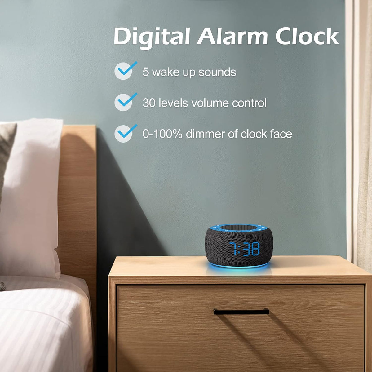 Buffbee Pro 2nd Gen| Sound Machine, Alarm Clock with Bluetooth Speaker