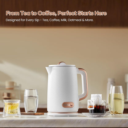 OLEGA Electric Tea Kettle: 1200W Fast Boil Electric Water Kettles 1.5L | Stainless Steel Kettle; Large Electric Water Kettle; Plastic Free Teapot; Auto Shut-Off Water Boiler; Fast Boil Kettles
