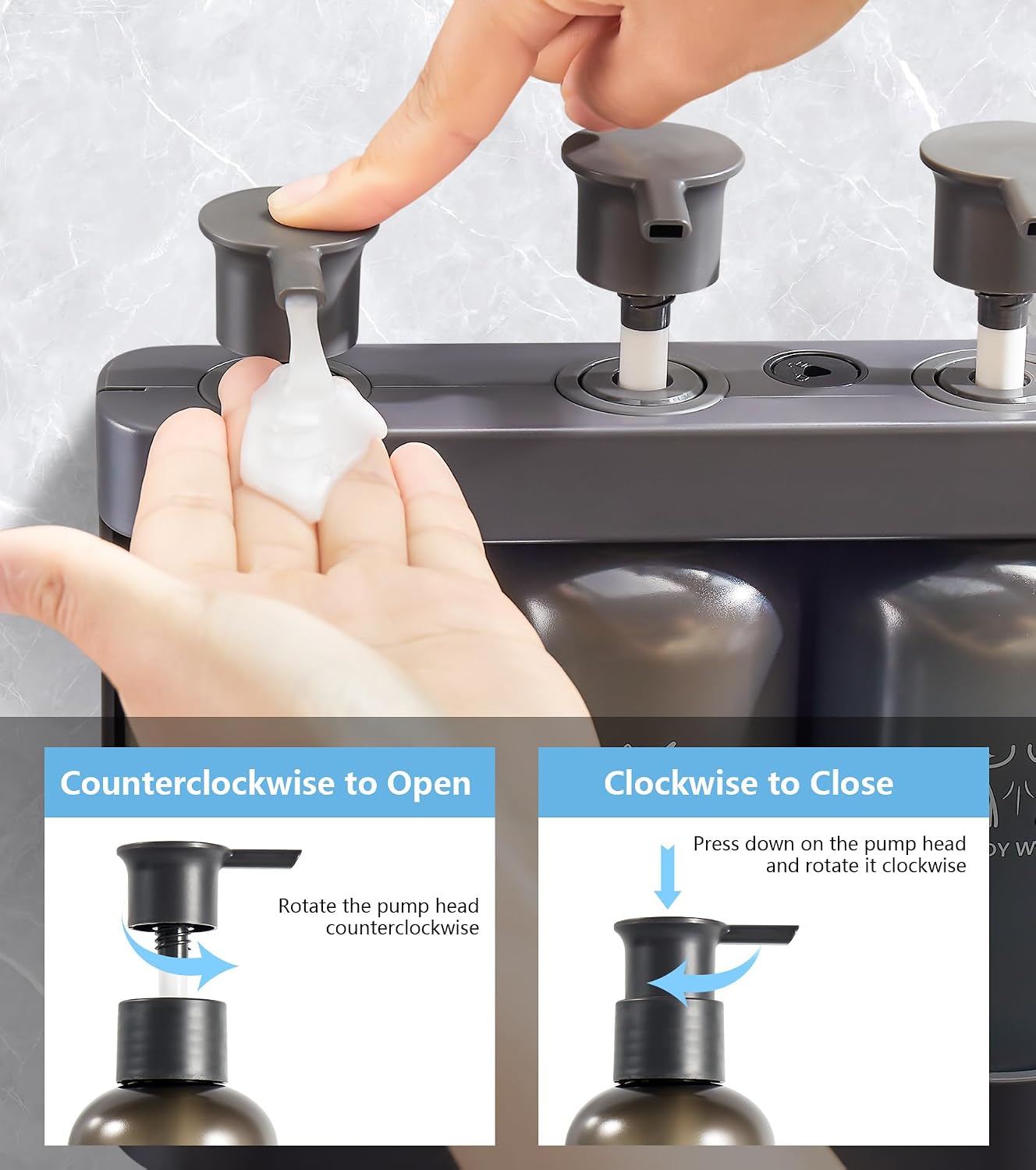 Shampoo Dispense for Shower, Shower Soap Dispenser Wall Mounted, Shower Dispenser 3 Chamber No Drill, Shampoo and Conditioner Dispenser for Bathroom Hotel, Shower Shampoo Dispenser 3 Chamber, Black