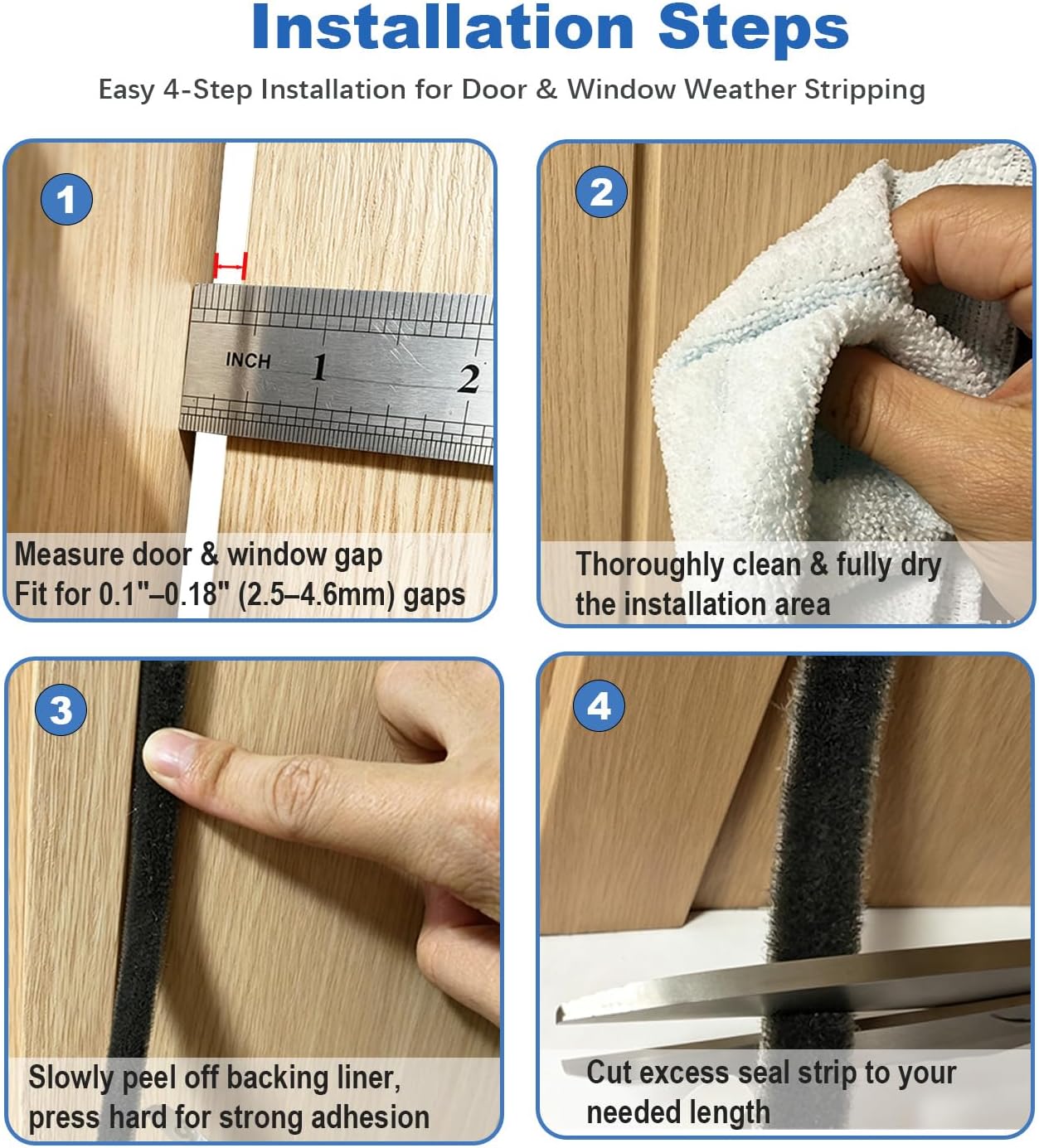 Strong Self-Adhesive Brush Weather Stripping Door Seal Strip | 0.35" Wide x 0.2" Thick x 33 ft, Draft Stopper, Soundproof & Insulation for Exterior Front Doors & Sliding Windows, Gray
