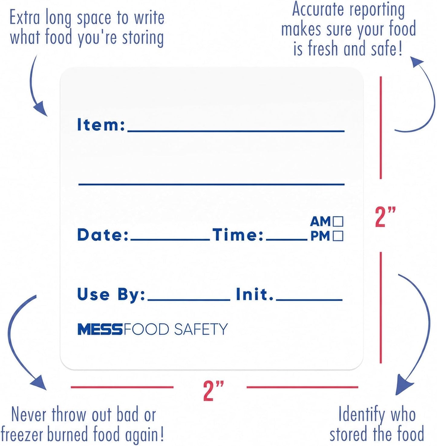 MESS Dissolvable Food Labels, Blank, 1x2 500/Roll - Dissolves in 30 Seconds or Less - Removable Pantry, Meal Prep & Food Storage Labels - Canning & Freezer Use
