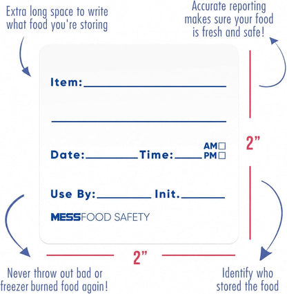 MESS Dissolvable Food Labels, Blank, 1x2 500/Roll - Dissolves in 30 Seconds or Less - Removable Pantry, Meal Prep & Food Storage Labels - Canning & Freezer Use