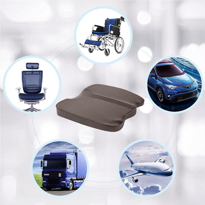 Car Seat Cushion - Comfort Memory Foam Seat Cushion for Car Seat Driver, Tailbone (Coccyx) Pain Relief, Car Seat Cushions for Driving (Gray)