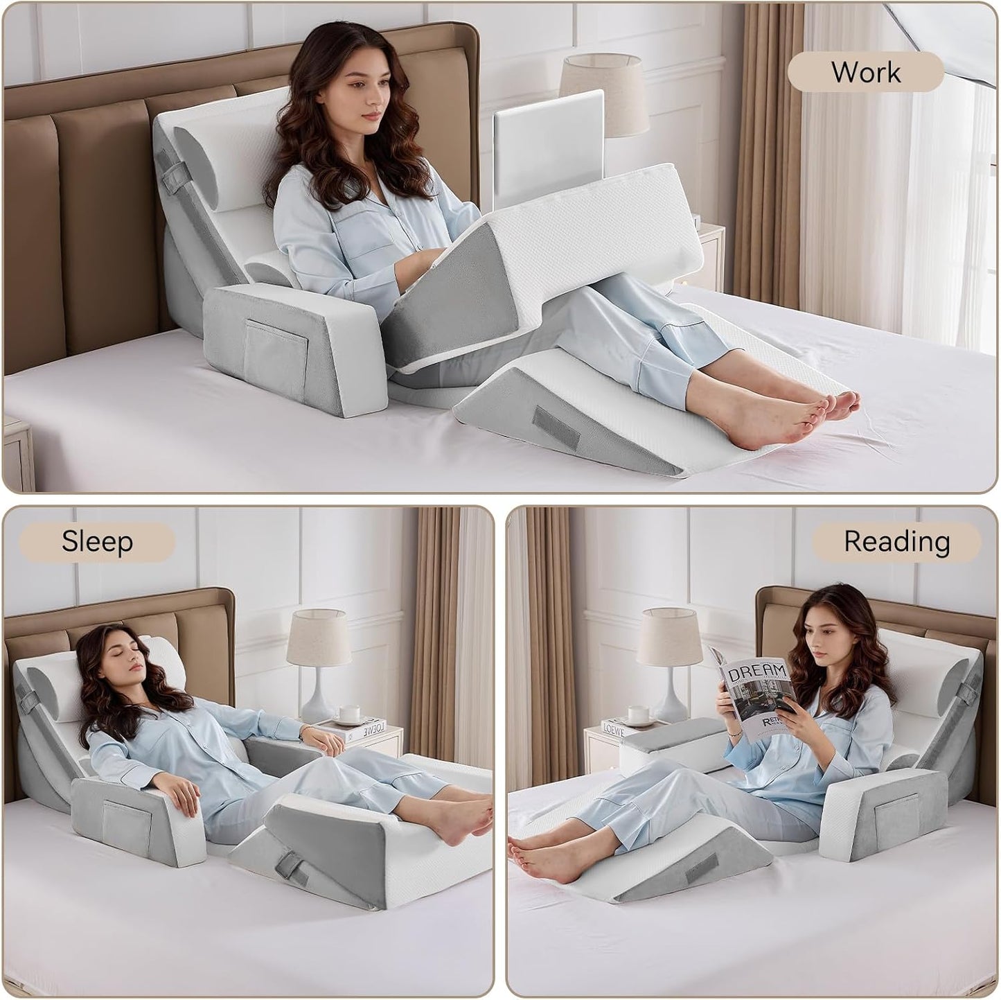 Yojoker Leg Elevation Pillows for Swelling, Memory Foam Wedge Pillow for Legs Blood Circulation, Leg Elevation Pillows for After Surgery, Knee Wedge Pillow for Sleeping Back Hip Ankles Relief