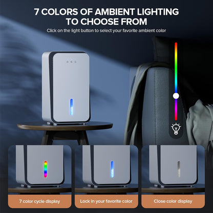 1000 sq.ft Dehumidifier for Home, Dehumidifiers for Basement, Bathroom, Bedroom with Auto Shut Off and Drain Hose, Built-in Aromatherapy Diffuser, 7 Colors LED Light, Quiet Sleep Mode(CS08-Cream)
