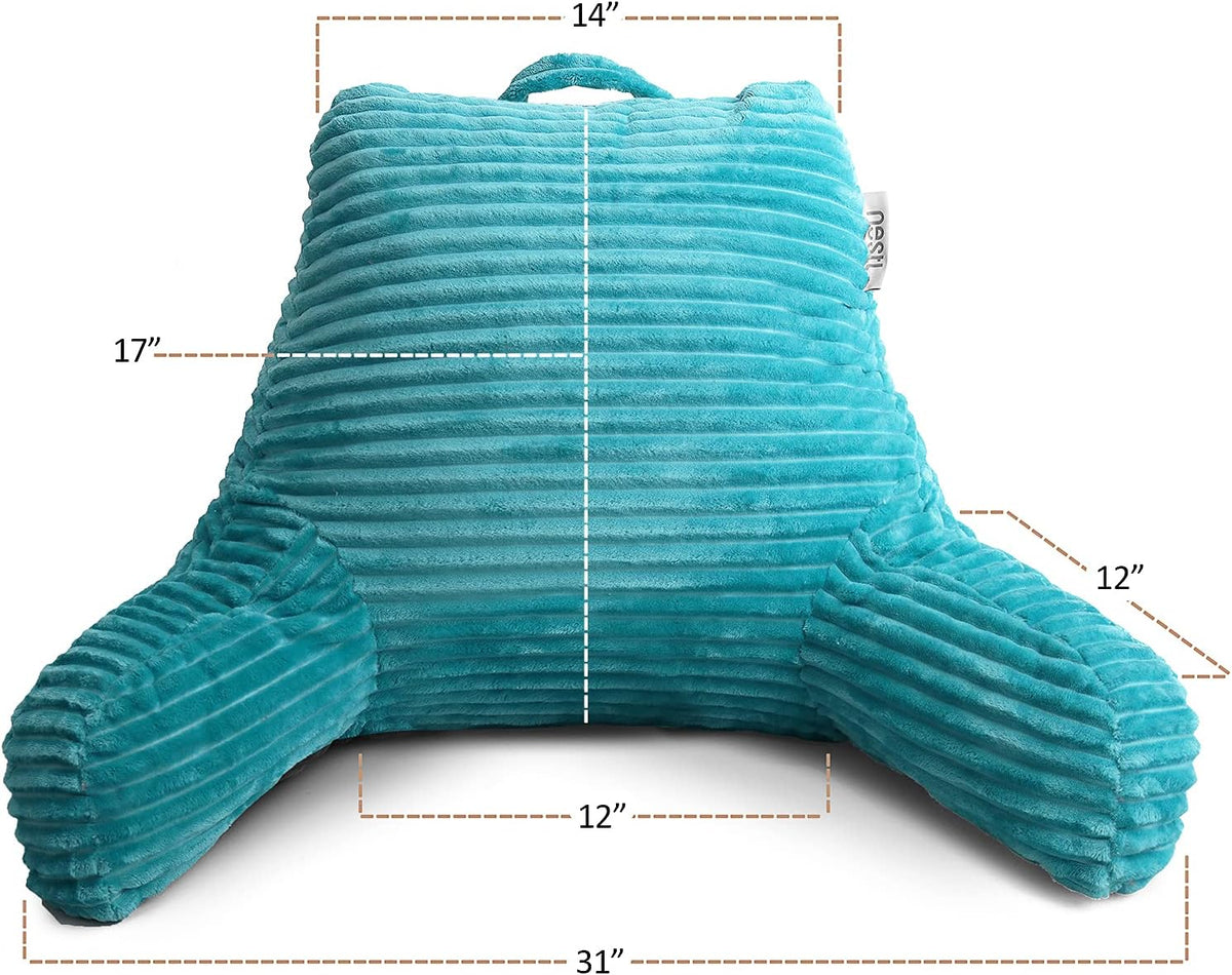 Clara Clark Reading Pillow for Bed Adult – Back Pillow for Sitting in Bed, Standard Bed Pillows for Sitting Up, Foam Chair Pillow, Sage Green Rest Pillow