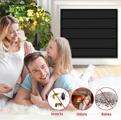 Magnetic Fireplace Cover 39"x32" Fireplace Draft Stopper Blocker Indoor | Fire Place Cover with Built-in 12 Strong Magnet for Iron Fireplace Frame Fireplace Screen