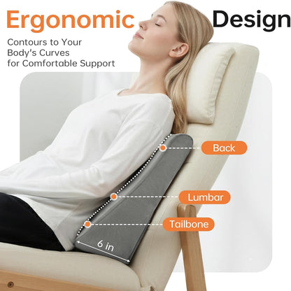 Vekkia Lumbar Support Pillow for Recliner, Ergonomic Back Support for Couch | Backrest Pillow, Improve Posture, Relieve Back Pain for Long Sitting & Elderly, for Armchair & Sofa, Removable Cover,Brown