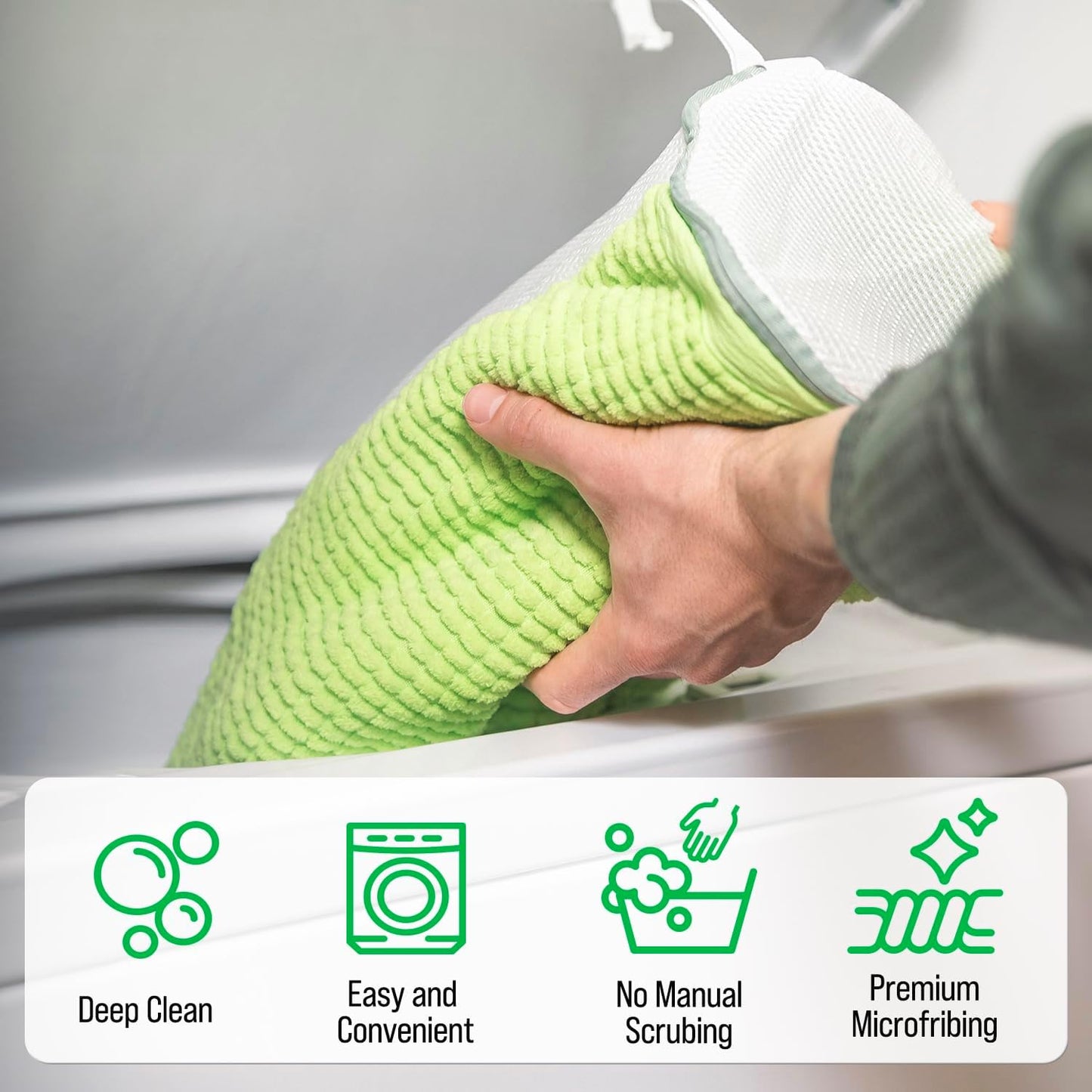 Rockin' Green Shoe Washing Machine Bag Deep Clean 1 Pack | 360° Deep Clean, Reusable, with Cleaning Fibers and Zipper, Shoe Washing Machine Bag, Sneaker Cleaning Kit