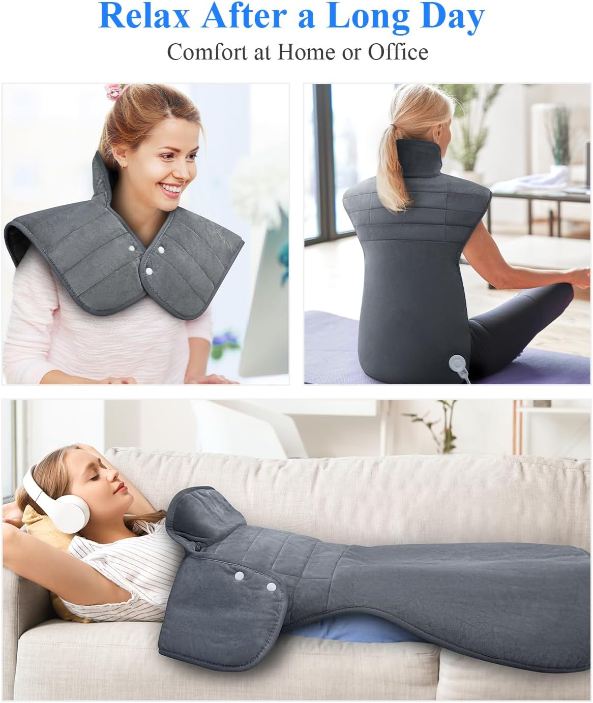 Heating Pad for Neck Shoulders and Back - 6 Heat Levels 4 Timers Auto-Off