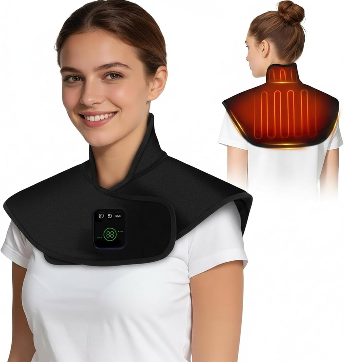 Cordless Red Light Therapy Pad for Neck Shoulder by Nourish Nest, Infrared Light Therapy Wrap for Upper Back & Body, Wearable Heating Cape with 660nm & 850nm LEDs, Rechargeable 4000mAh Battery