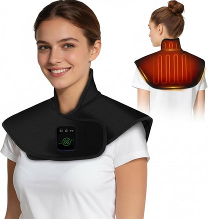 Cordless Red Light Therapy Pad for Neck Shoulder by Nourish Nest, Infrared Light Therapy Wrap for Upper Back & Body, Wearable Heating Cape with 660nm & 850nm LEDs, Rechargeable 4000mAh Battery