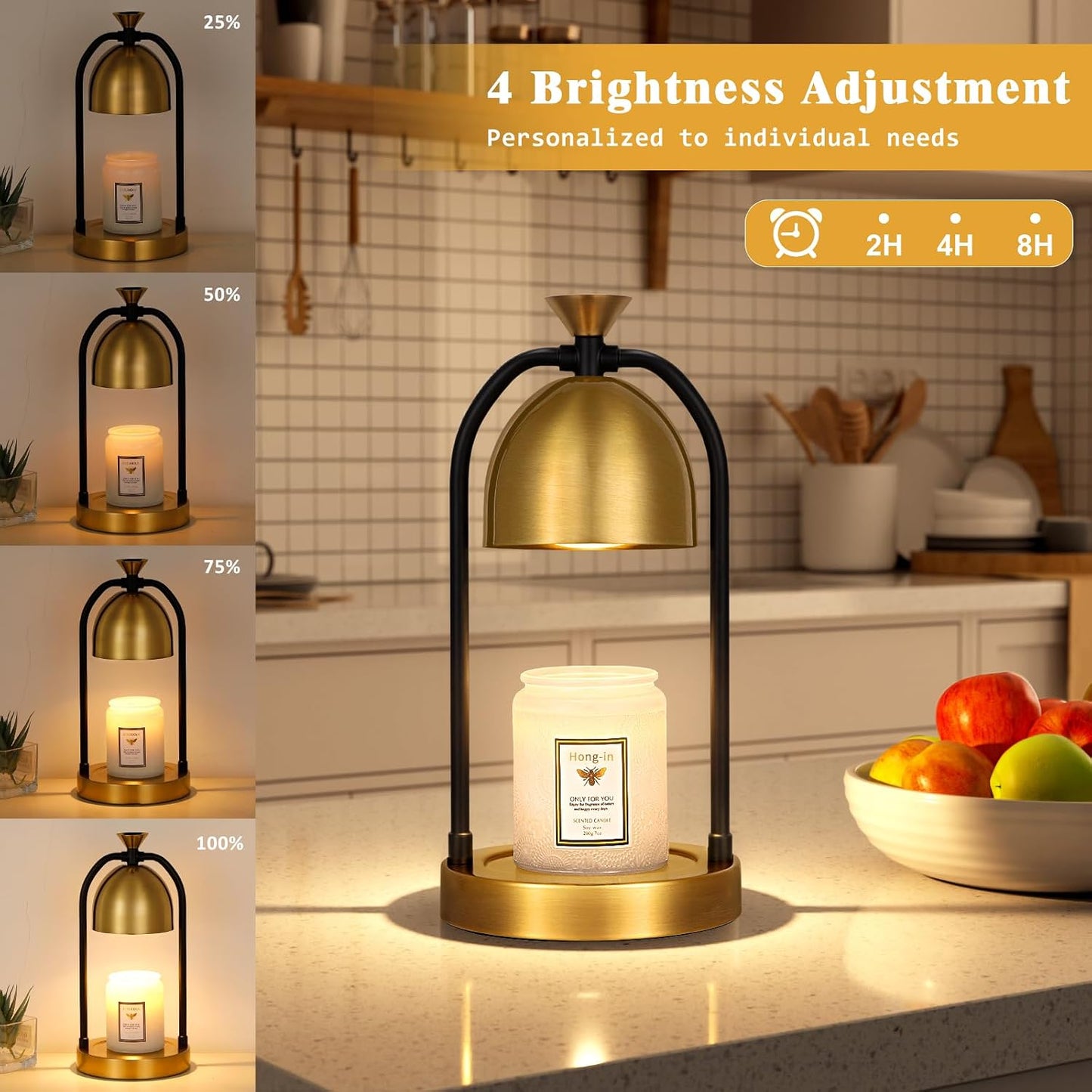 Brown Candle Warmer Lamp with Timer-Electric Candle Light for Bedroom Decor, Aromatherapy at Home | Gifts for Men | Home Gift Ideas