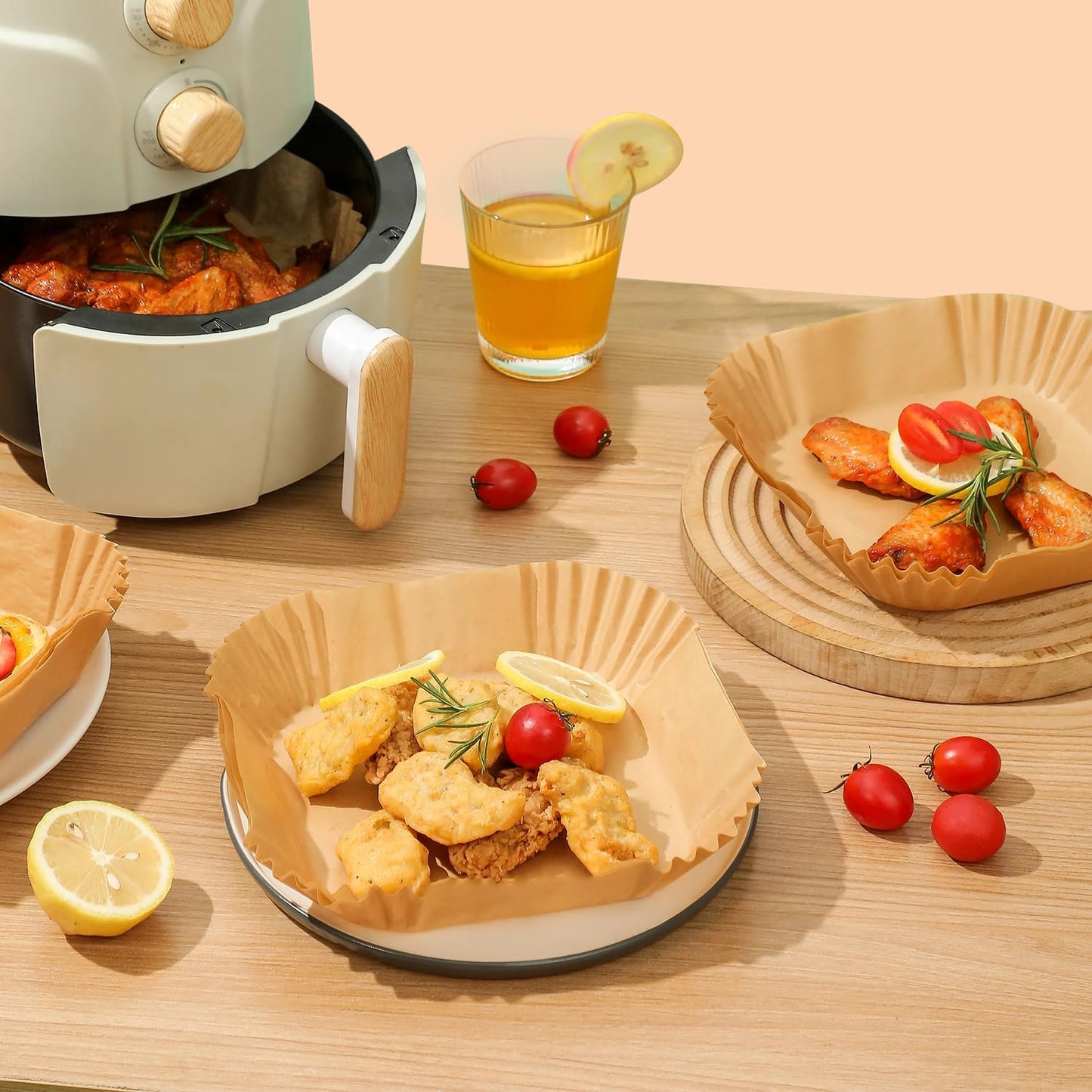 Air Fryer Liners Disposable Paper,100Pcs Airfryer Paper Liners,Non Stick Parchment Paper Liners,Food Grade Air Fryer Accessories for Microwave Oven Steamer 6.3inch Round