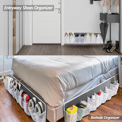 RV Shoe Storage for Bedside - 16 Extra Large Pocket Entryway Shoes Rack | Wall Mounted Bed Hanging Pocket Organizer, Bedside Caddy for Shoes and Tool Accessories, RV & Camper Essentials 2 Pack