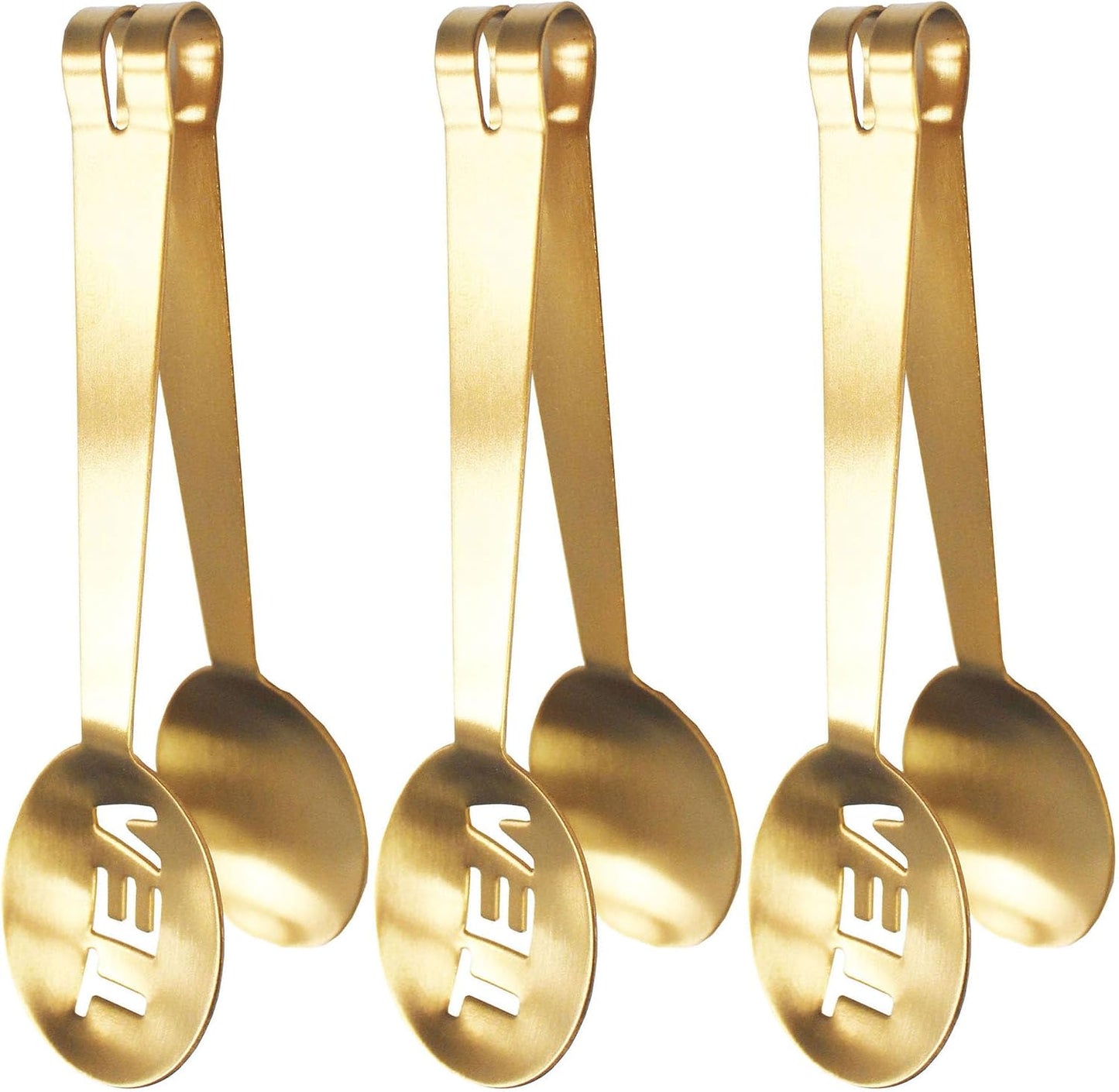 Tea Bag Squeezer (3-Pack), Golden Stainless Steel Tea Bag Squeezer Tongs