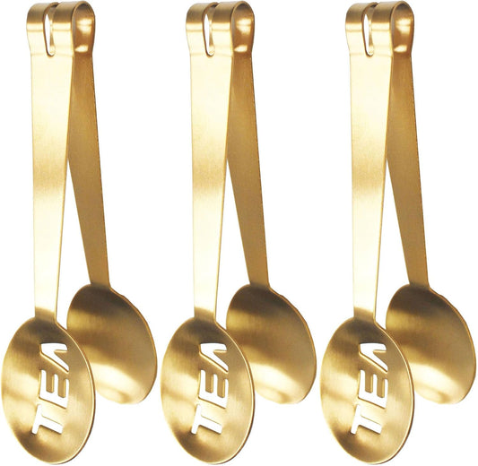 Tea Bag Squeezer (3-Pack), Golden Stainless Steel Tea Bag Squeezer Tongs