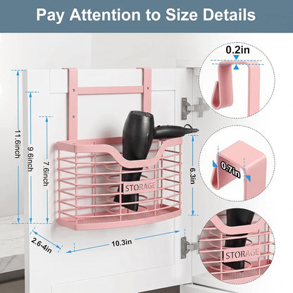 Hair Tool Organizer, Hair Dryer Holder for Bathroom Vanity Counter Cabinet | Dresser Blow Dryer Holder, No Drilling Wall Mount Storage Basket for Blow Dryers, Shaver, Comb, Curling Iron, Straightener