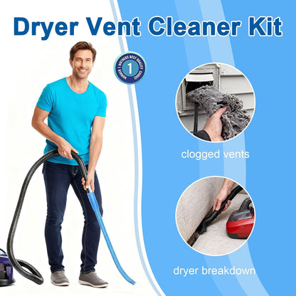Upgraded Dryer Vent Cleaner Kit: Dryer Lint Vac Attachment, Universal Vacuum Hose Attachment Tool for Lint Removal, Clogged Ducts Deep Cleaning, Quickly Lint Remover