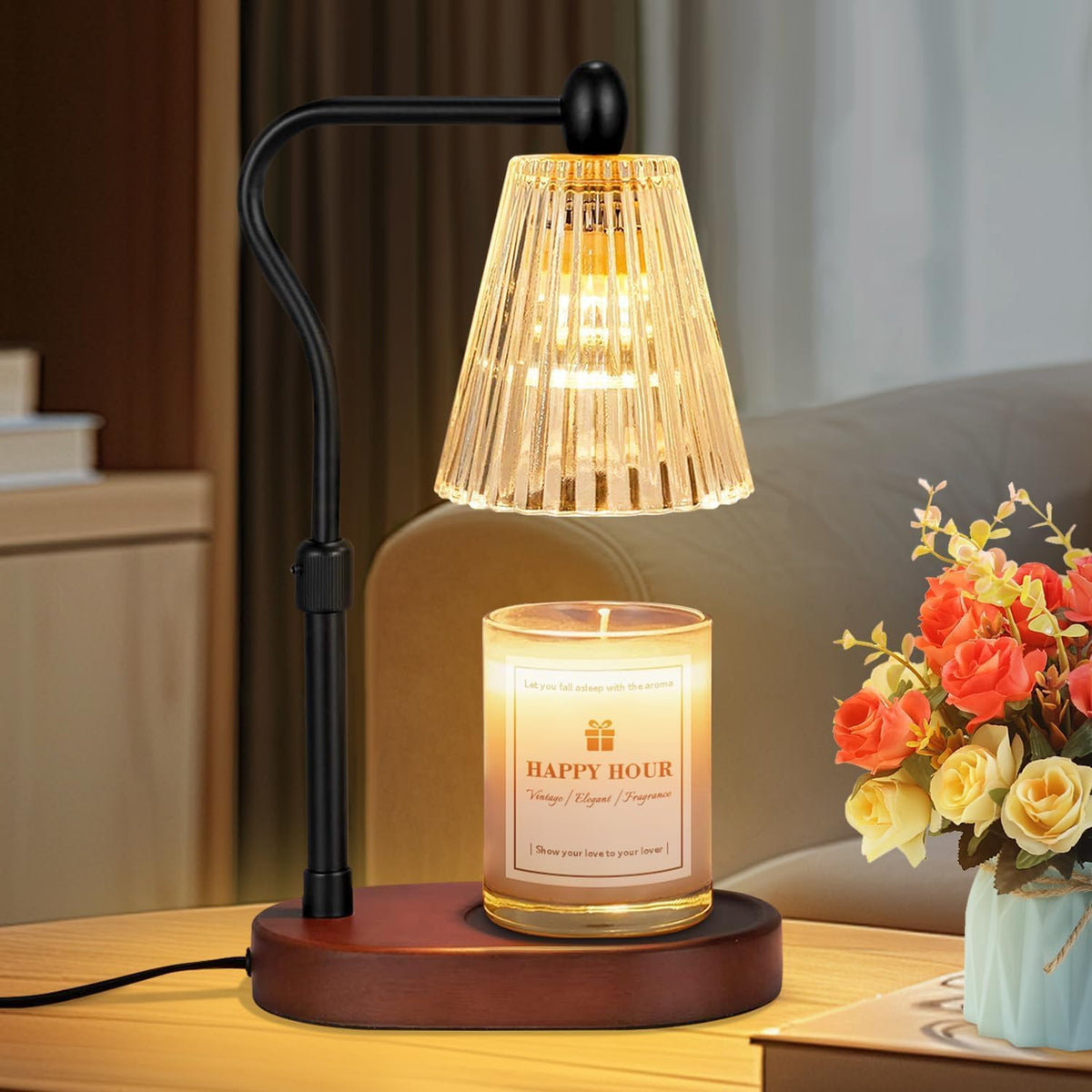 Imenlox Candle Warmer Lamp, with Timer & Dimmer, Adjustable Height, Christmas Birthday Mothers Day Gifts for Women Mom Her, House Warming New Home Thanksgiving Décor (Amber)