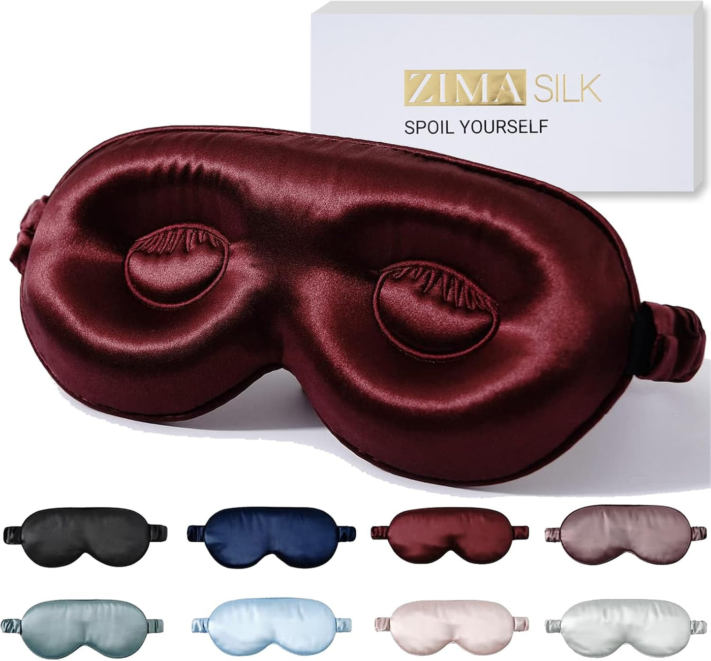 ZIMASILK Adjustable 22 Momme 100% Pure Mulberry Silk Sleep Mask, 3D Contoured Cup Eye Mask for Sleeping, Super Soft Breathable Blindfold, Perfect Blocks Light for Sleeping (Black)