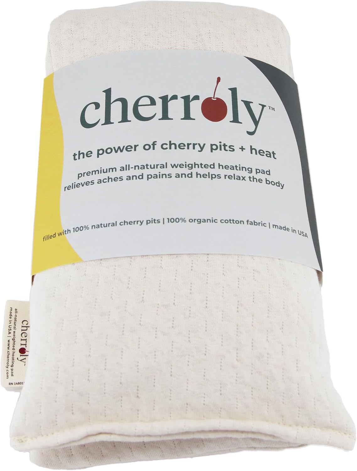 Natural Pain Relief Moist Heat Therapy, Cherry Pits in Organic Cotton, Microwavable Heating Pad/Cold Compress- Back, Neck, Muscles, Joints, Stomach, Menstrual Pains Aches Cramps - Small