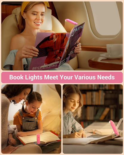 DEWENWILS USB Rechargeable Book Reading Light, 3000K Warm White, Brightness Adjustable Clip on LED Bookmark Lamp at Night in Bed, Portable Booklight for Bookworms, Kids