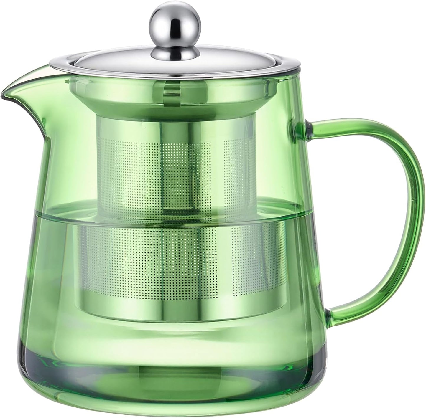 PARACITY Glass Teapot Stovetop 22 OZ/650ml, Tea pot with Removable 18/8 Stainless Steel Infuser, Borosilicate Clear Tea Kettle, Teapot Blooming and Loose Leaf Tea Maker Tea Brewer for Camping, Travel | Clear small tea kettle with infuser and tea pot with
