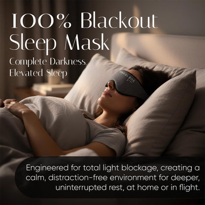 Proglobe Luxe Luxury Sleep Mask for Back & Side Sleepers, 100% Light Blocking 3D Eye Mask with Zero Pressure Eye Cups, Lash-Friendly, Soft Breathable Night Mask for Travel & Naps, Black